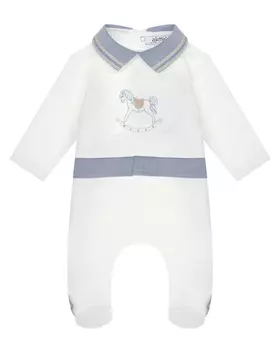 Белый комбинезон с вышивкой "лошадка" Aletta детский
