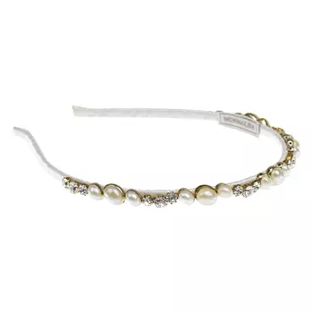 Белый ободок с жемчужинами и кристаллами Monnalisa детский