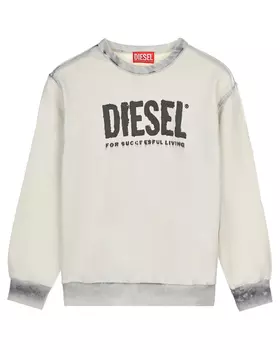 Белый свитшот с черным лого Diesel