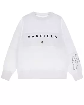 Белый свитшот с черным логотипом MM6 Maison Margiela детский