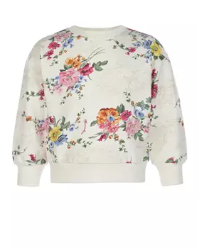 Белый свитшот с цветочным принтом Monnalisa детский
