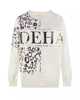 Белый свитшот с леопардовым принтом Deha