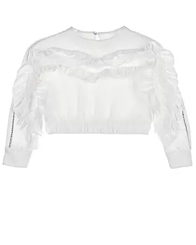 Белый свитшот с оборками Monnalisa детский