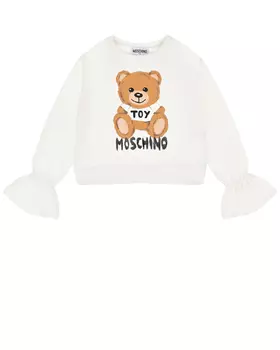 Белый свитшот с воланами на манжетах Moschino детский