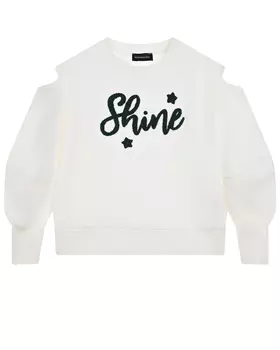 Белый свитшот с вышивкой "Shine" Monnalisa детский