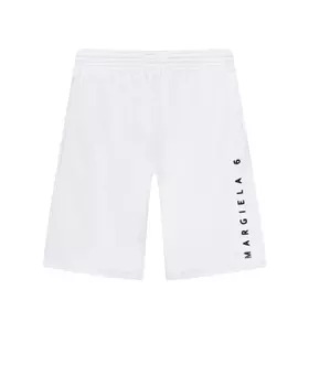 Бермуды с черным лого, белые MM6 Maison Margiela