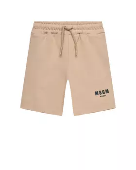 Бермуды с черным логотипом, бежевые MSGM