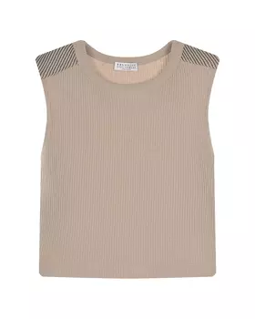 Бежевая футболка без рукавов Brunello Cucinelli