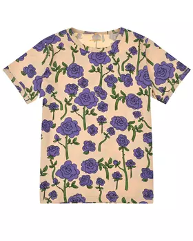 Бежевая футболка цветочным принтом Mini Rodini детская