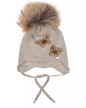 Бежевая шапка с декором "бабочки" Il Trenino детская