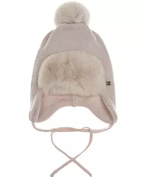Бежевая шапка с меховым отворотом Il Trenino детская