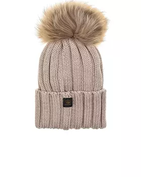 Бежевая шапка с меховым помпоном Regina детская