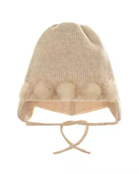Бежевая шапка с помпонами Joli Bebe детская
