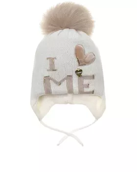 Бежевая шапка с принтом "I love me" Il Trenino детская