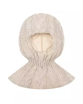 Бежевая шапка-шлем с узором "косички" Chobi детская