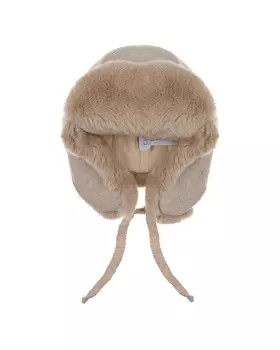 Бежевая шапка-ушанка Chobi детская