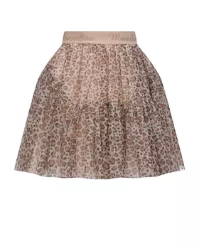 Бежевая юбка с леопардовым принтом Monnalisa детская