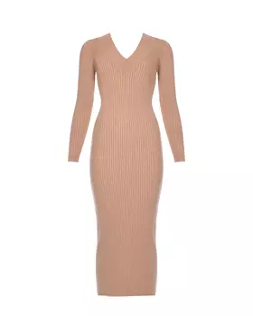Бежевое платье облегающего кроя Pietro Brunelli