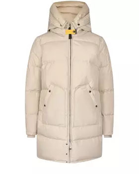 Бежевое стеганое пальто с накладными карманами Parajumpers