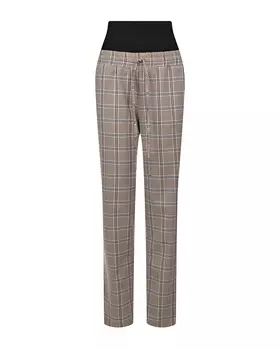 Бежевые брюки для беременных с принтом в клетку Dan Maralex