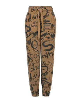 Бежевые джоггеры с черным принтом Deha