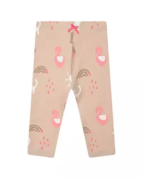 Бежевые леггинсы с принтом "лебеди" Sanetta Kidswear