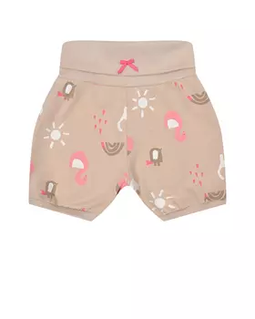 Бежевые шорты с принтом "лебеди и коты" Sanetta Kidswear