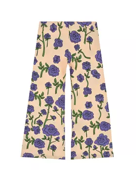 Бежевые спортивные брюки с цветочным принтом Mini Rodini детские