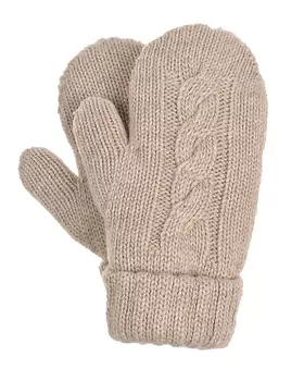 Бежевые варежки с узором "косичка" Chobi детские