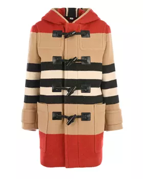 Бежевый дафлкот в полоску Burberry детский