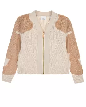 Бежевый кардиган из шерсти и кашемира Burberry детский