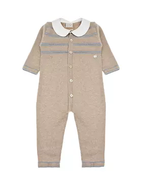 Бежевый комбинезон с голубыми полосками Paz Rodriguez детский