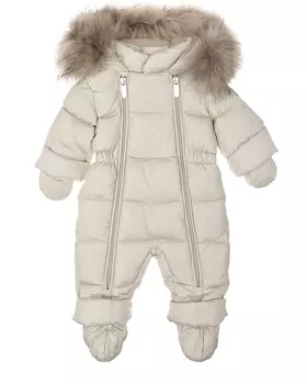 Бежевый комбинезон с меховой отделкой IL Gufo детский