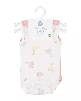 Боди, 2 шт, белый/розовый Sanetta