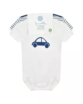 Боди 2 шт, принт машинка и в полоску Sanetta