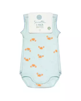 Боди-майка 2 шт, однотонное+принт "крабы" Sanetta