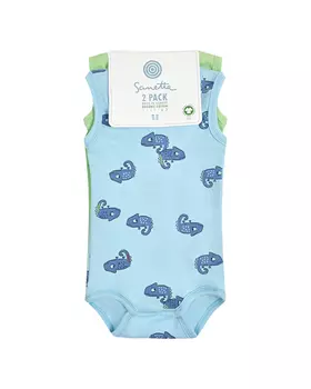 Боди-майка 2 шт, принт хамелеоны Sanetta