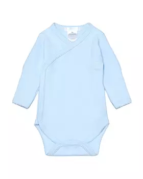 Боди на запах с ажурным трикотажем, голубое Lyda Baby