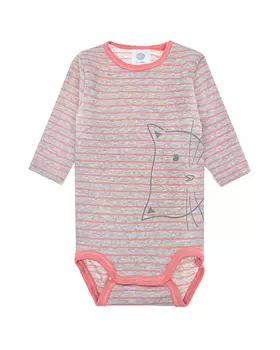 Боди в полоску с принтом "Кот" Sanetta детское