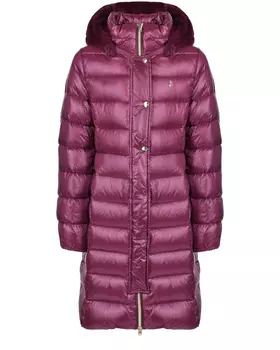 Бордовое глянцевое пальто-пуховик Herno детское