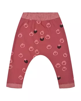 Бордовые спортивные брюки с принтом "помидоры" Sanetta Pure детские