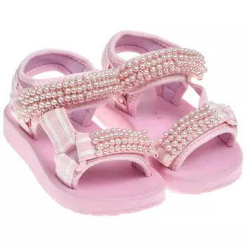 Босоножки с бусинами, розовые Monnalisa