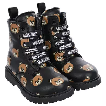 Ботинки со сплошным принтом "медвежата" Moschino детские