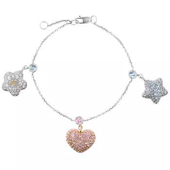 Браслет "Фигурки", серебро (родий), фианит Sneak Peek детский