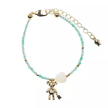 Браслет с подвеской "мишка", циркон/перламутр I Love Cameo