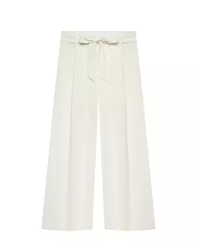 Брюки палаццо с поясом, белые Monnalisa