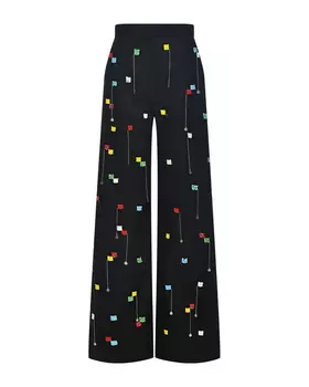 Брюки палаццо вышитые бисером, черные MSGM