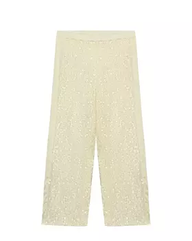 Брюки с пайетками и атласными полосками, кремовые Eirene
