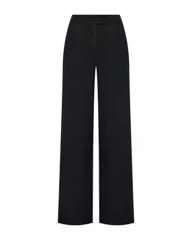 Брюки широкие с высокой посадкой, черные 120% Lino