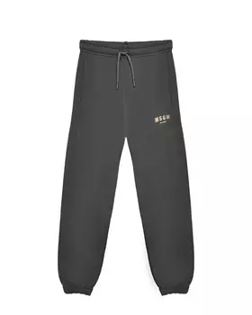 Брюки спортивные с логотипом, черные MSGM